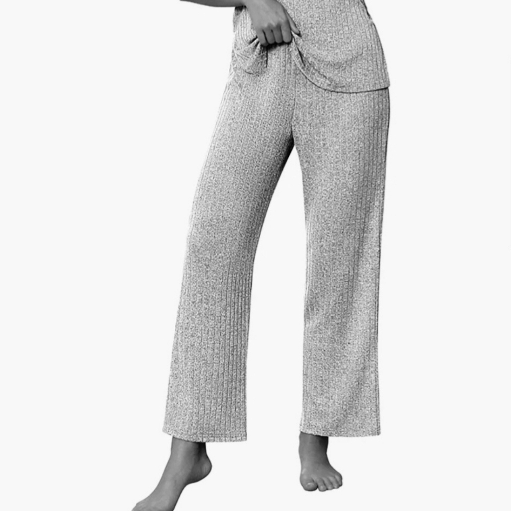 Ekouaer Ribbed Knit Casual Dark Gray Pull-On Pants, Size M - Picture 8 of 14